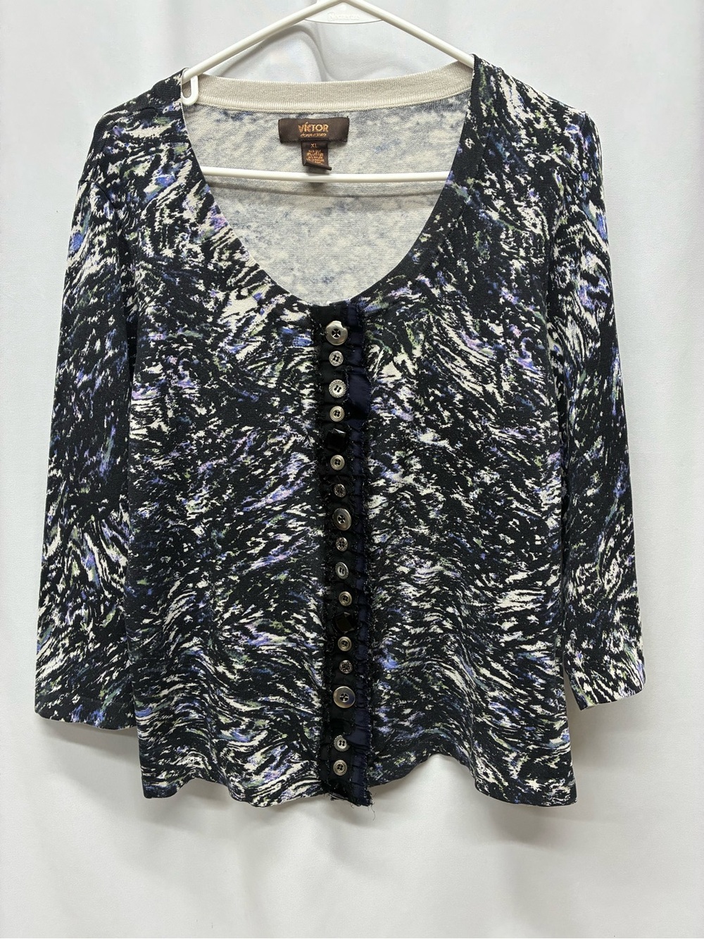 Victor Alfaro cardigan womens xl silk wool blend artsy art to wear eclectic